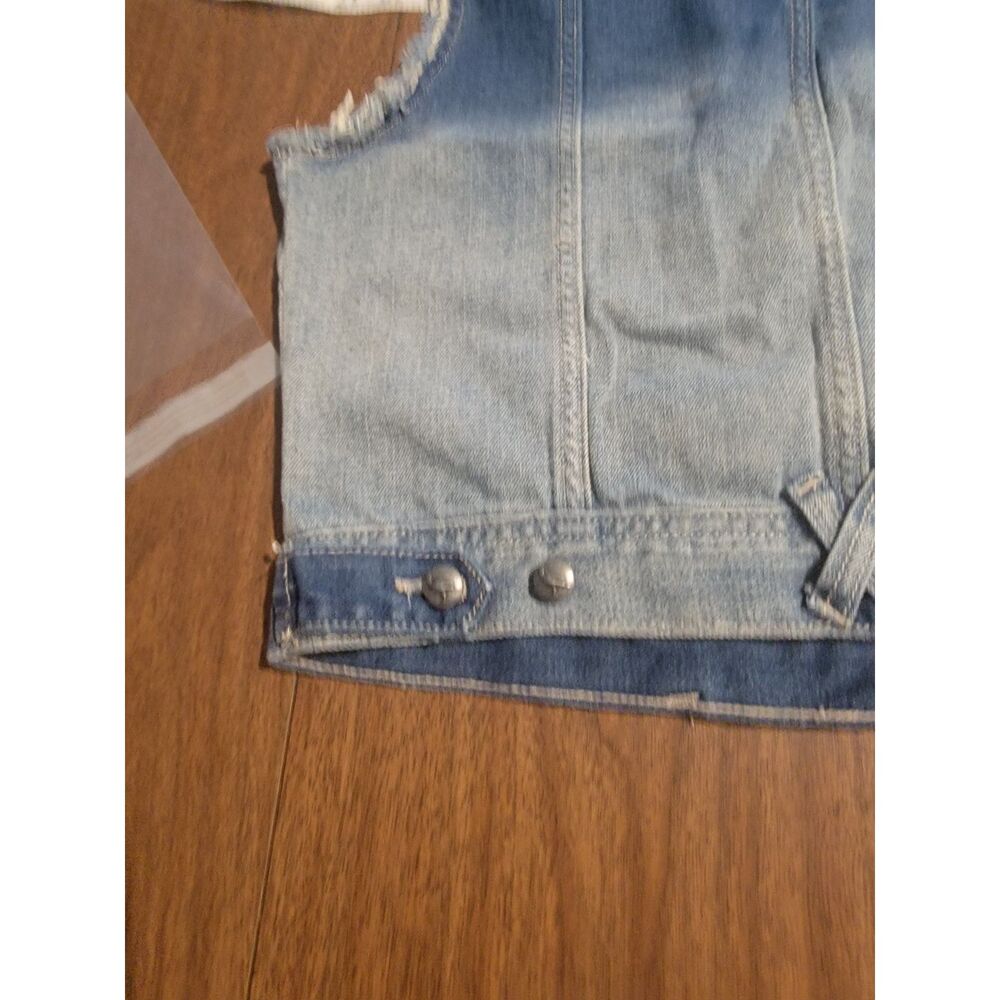 White Crow Denim Button Cropped Vest Cowgirl Rodeo Western Boho Beaded boho Ombr - Picture 10 of 14